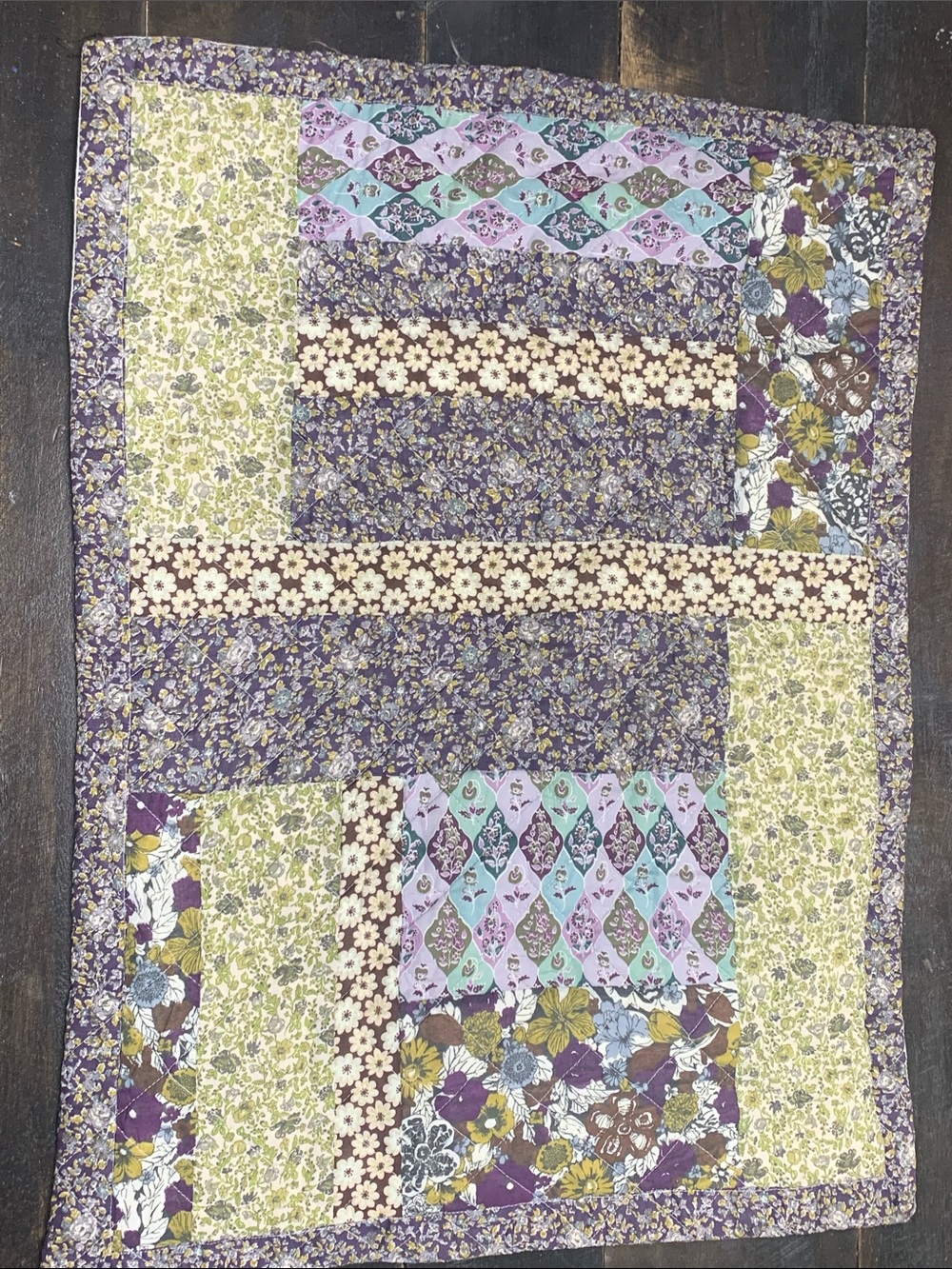 Floral Patchwork Decorative Throw Pillow Cover - Purple Mix